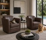 Mila Leather Swivel Chair - Image 7