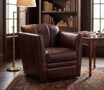 Mila Leather Swivel Chair - Image 9