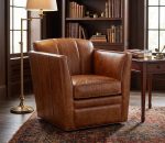 Mila Leather Swivel Chair - Image 3