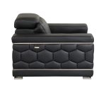 Milan Leather Sofa - Black - Image 7