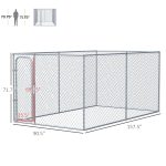 Outdoor Dog Kennel Galvanized Chain Link Fence Heavy Duty Pet Run House Chicken Coop with Secure Lock Mesh Sidewalls for Backyard, Silver - Image 5