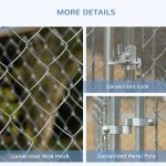 Outdoor Dog Kennel Galvanized Chain Link Fence Heavy Duty Pet Run House Chicken Coop with Secure Lock Mesh Sidewalls for Backyard, Silver - Image 3