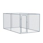 Outdoor Dog Kennel Galvanized Chain Link Fence Heavy Duty Pet Run House Chicken Coop with Secure Lock Mesh Sidewalls for Backyard, Silver