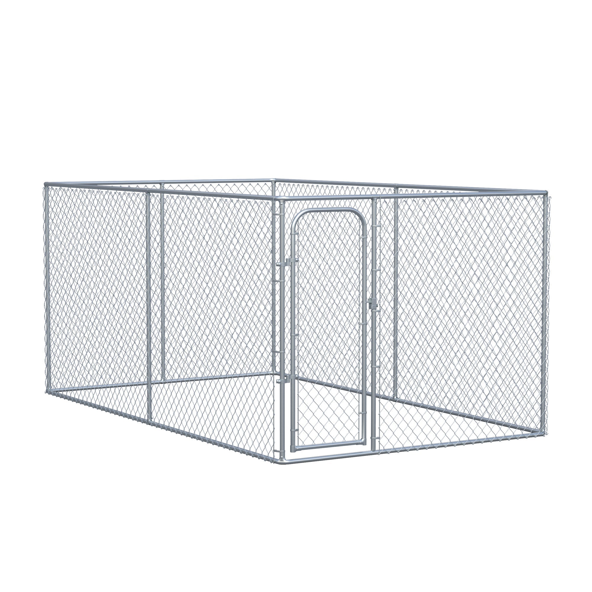 outdoor-dog-kennel-galvanized-chain-link-fence-heavy-duty-pet-run-house-chicken-coop-with-secure-lock-mesh-sidewalls-for-backyard-silver-6825091 Outdoor Dog Kennel Galvanized Chain Link Fence Heavy Duty Pet Run House Chicken Coop with Secure Lock Mesh Sidewalls for Backyard, Silver - Image 1
