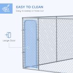 Outdoor Dog Kennel Galvanized Chain Link Fence Heavy Duty Pet Run House Chicken Coop with Secure Lock Mesh Sidewalls for Backyard, Silver - Image 6