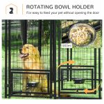 Outdoor Dog Kennel, Lockable Pet Playpen Crate, Welded Wire Steel Fence, with Water-, UV-Resistant Canopy, Rotating Bowl Holders, Door - Image 6