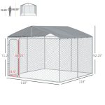 Outdoor Metal Dog Kennel, Pet Playpen with Steel Lock, Mesh Sidewalls and Cover for Backyard & Patio, 9.8' x 9.8' x 7.7' - Image 3
