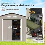 Outsunny 11′ x 13′ Outdoor Storage Shed, Garden Tool Metal Shed with Foundation Kit, Double Lockable Door, Air Vents and Slopings Roofs, for Backyard, Patio, Lawn, Light Grays - Image 2