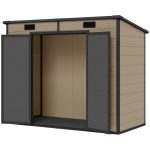 Outsunny 8′ x 4′ Outdoor Storage Shed Light Brown Resin - Image 4
