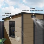 Outsunny 8′ x 4′ Outdoor Storage Shed Light Brown Resin - Image 9