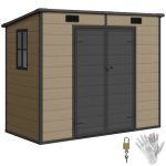 Outsunny 8’×4′ Outdoor Storage Shed Light Brown Resin - Prioka
