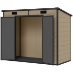 Outsunny 8’×4′ Outdoor Storage Shed Light Brown Resin - Image 2