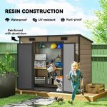 Outsunny 8’×4′ Outdoor Storage Shed Light Brown Resin - Image 8