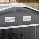 Outsunny Outdoor Storage Shed Dark Gray 11’×13′ Galvanized Steel - Image 9