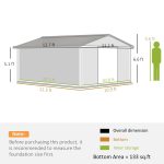 Outsunny Outdoor Storage Shed Dark Gray 11’×13′ Galvanized Steel - Image 7