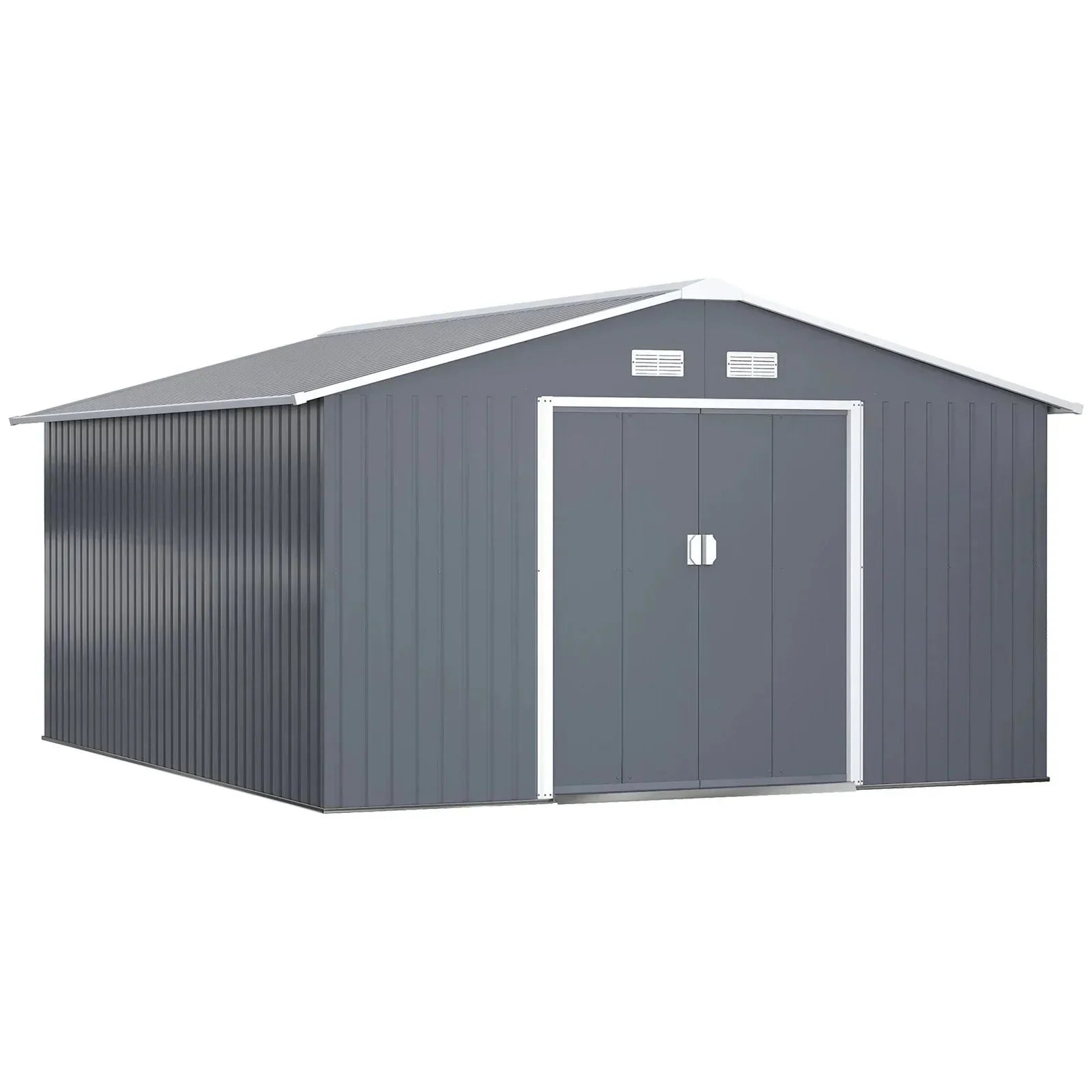outsunny-outdoor-storage-shed-dark-gray-1113-galvanized-steel-6915755 Outsunny Outdoor Storage Shed Dark Gray 11’×13′ Galvanized Steel - Prioka