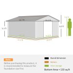 Outsunny Outdoor Storage Shed White 11′ x 13′ Galvanized Steel - Image 3