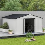 Outsunny Outdoor Storage Shed White 11′ x 13′ Galvanized Steel - Image 6