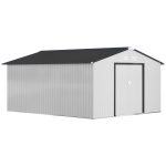 Outsunny Outdoor Storage Shed White 11′ x 13′ Galvanized Steel - Prioka