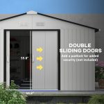Outsunny Outdoor Storage Shed White 11′ x 13′ Galvanized Steel - Image 7