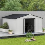 Outsunny Outdoor Storage Shed White 11’×13′ Galvanized Steel - Image 3