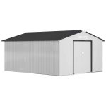 Outsunny Outdoor Storage Shed White 11’×13′ Galvanized Steel - Prioka