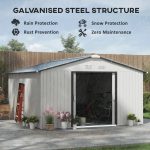 Outsunny Outdoor Storage Shed White 11’×13′ Galvanized Steel - Image 7