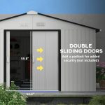 Outsunny Outdoor Storage Shed White 11’×13′ Galvanized Steel - Image 8