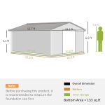 Outsunny Outdoor Storage Shed White 11’×13′ Galvanized Steel - Image 6