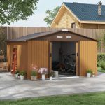 Outsunny Outdoor Storage Shed Yellow 11′ x 13′ Galvanized Steel - Image 4
