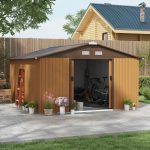 Outsunny Outdoor Storage Shed Yellow 11’×13′ Galvanized Steel - Image 6