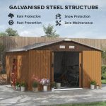 Outsunny Outdoor Storage Shed Yellow 11’×13′ Galvanized Steel - Image 8
