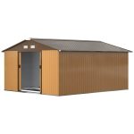 Outsunny Outdoor Storage Shed Yellow 11’×13′ Galvanized Steel - Image 2