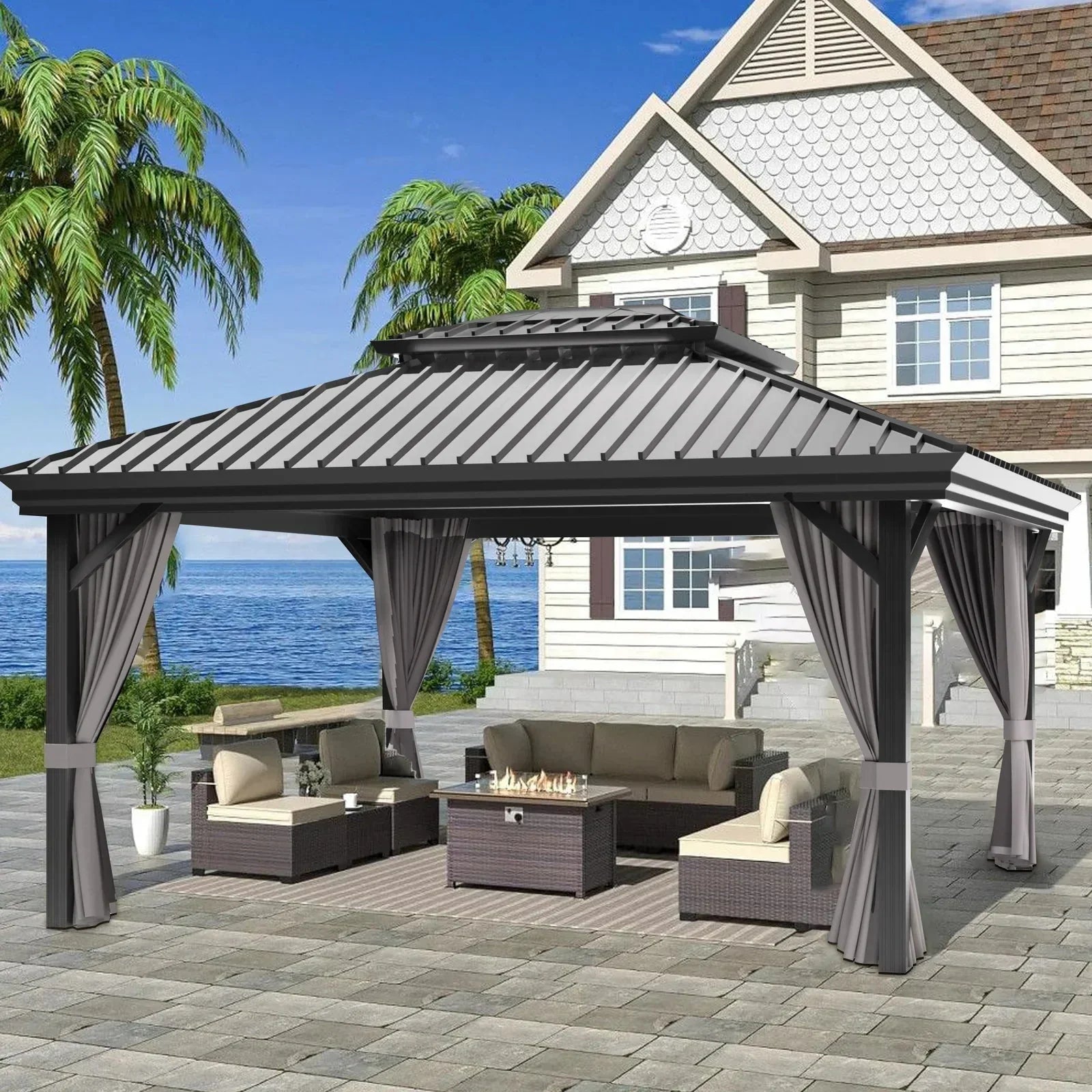 patioslife-hardtop-pergola-gazebo-grey-10-ft12-ft-aluminum-frame-galvanized-steel-roof-4659416 Patioslife Hardtop Pergola Gazebo Grey 10 ft×12 ft Aluminum Frame Galvanized Steel Roof - Prioka