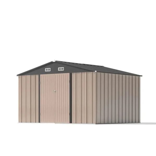 Patiowell 10×8 ft Metal Outdoor Storage Shed with Windows - Prioka