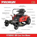 PRORUN PZT60V42 60V 42-inch Brushless Electric Zero Turn Riding Lawn Mower - Image 4