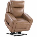 Raze Leather Power Lift Recliner With Articulating Headrest And Lumbar In Light Brown - Image 7
