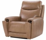 Raze Leather Power Lift Recliner With Articulating Headrest And Lumbar In Light Brown - Image 4