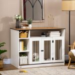 Small and Medium Dog Crate End Table with Extra Storage Space, Dog Crate Furniture with Large Tabletop, Pet Crate with Lockable Door, White - Image 2
