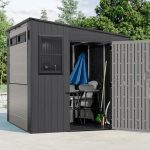 Suncast 8 ft. x 7 ft. Cabana Entertainment Resin Shed with Floor - Image 2
