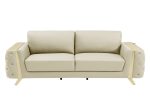 The Aldridge – Beige Italian Leather Sofa with Gold Legs - Image 3