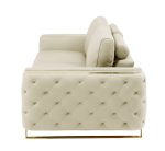 The Aldridge – Beige Italian Leather Sofa with Gold Legs - Image 9