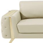 The Aldridge – Beige Italian Leather Sofa with Gold Legs - Image 4