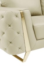 The Aldridge – Beige Italian Leather Sofa with Gold Legs - Image 8