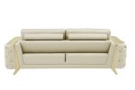 The Aldridge – Beige Italian Leather Sofa with Gold Legs - Image 6