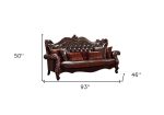 The Beaumont – Brown Faux Leather Sofa with Toss Pillows - Image 2