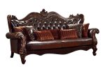 The Beaumont – Brown Faux Leather Sofa with Toss Pillows - Image 5