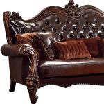 The Beaumont – Brown Faux Leather Sofa with Toss Pillows - Image 3