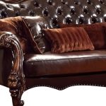 The Beaumont – Brown Faux Leather Sofa with Toss Pillows - Image 4