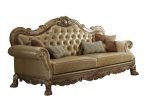 The Kensington – Bone Faux Leather Sofa with Toss Pillows - Image 4